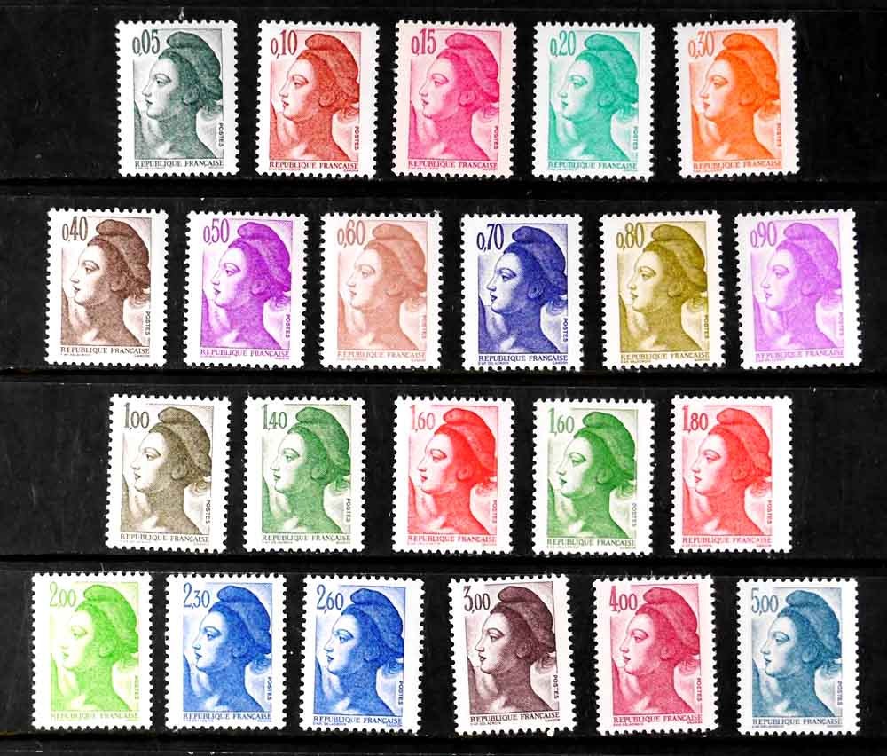 France: 1982 Stamps Mnh Liberty Set Scott #1783-1804 Sound