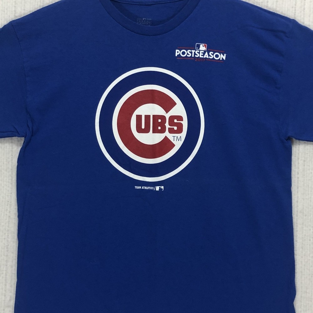 MLB Chicago Cubs 2017 Postseason T-Shirt Blue XL Youth Team Athletics Cotton