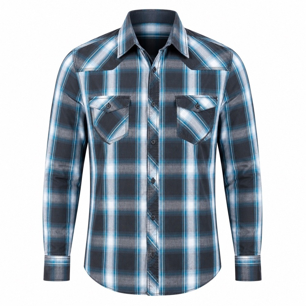 Helix athletic fit western Long Sleeve Button Down shirt mens XXL workwear blue