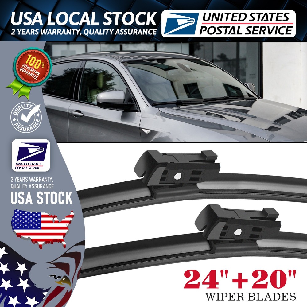 NEW 24''+20'' OEM Replace Quality Bracketless Windshield Wiper Blades Top Lock