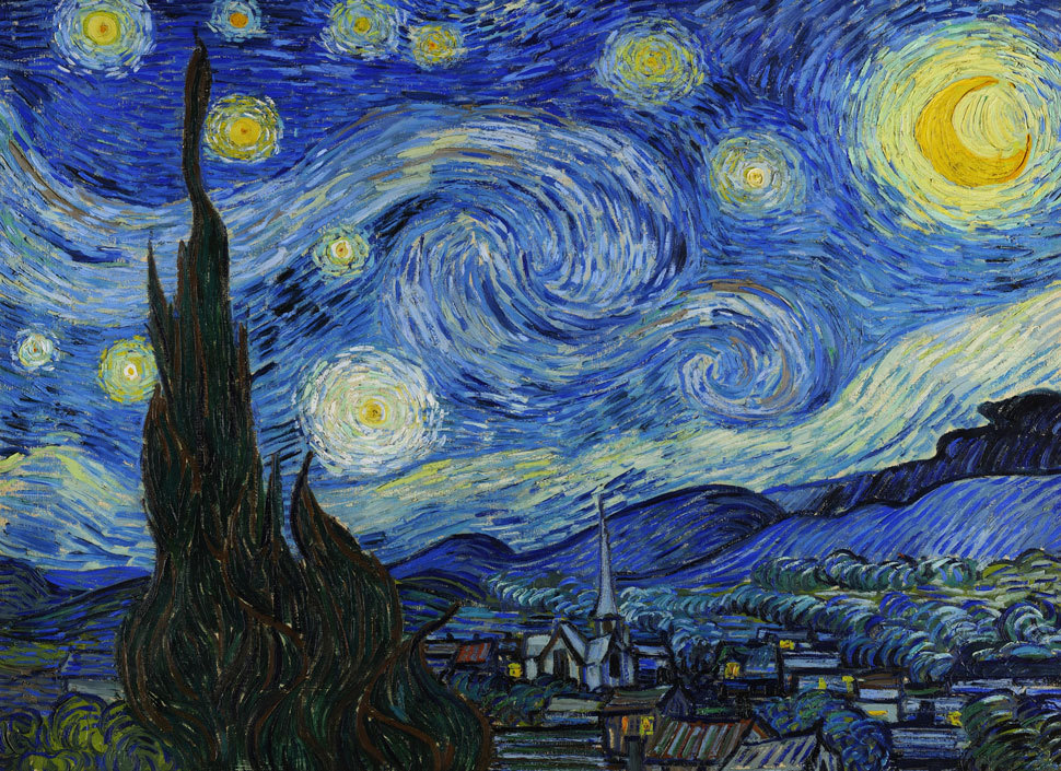 VAN GOGH - Starry Night - *FRAMED* CANVAS ART - 18x12