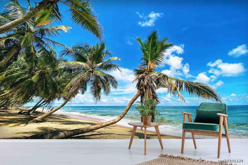 3D Tropical Palm Tree Sea Landscape Wall Murals Wallpaper Murals Wall Sticker