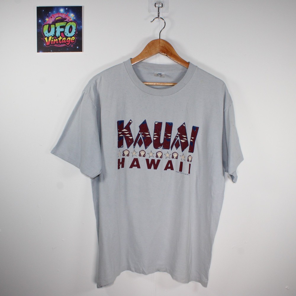 Kauai Hawaii Vintage T Shirt Mens L Blue Single Stitch USA Made Graphic Print 96