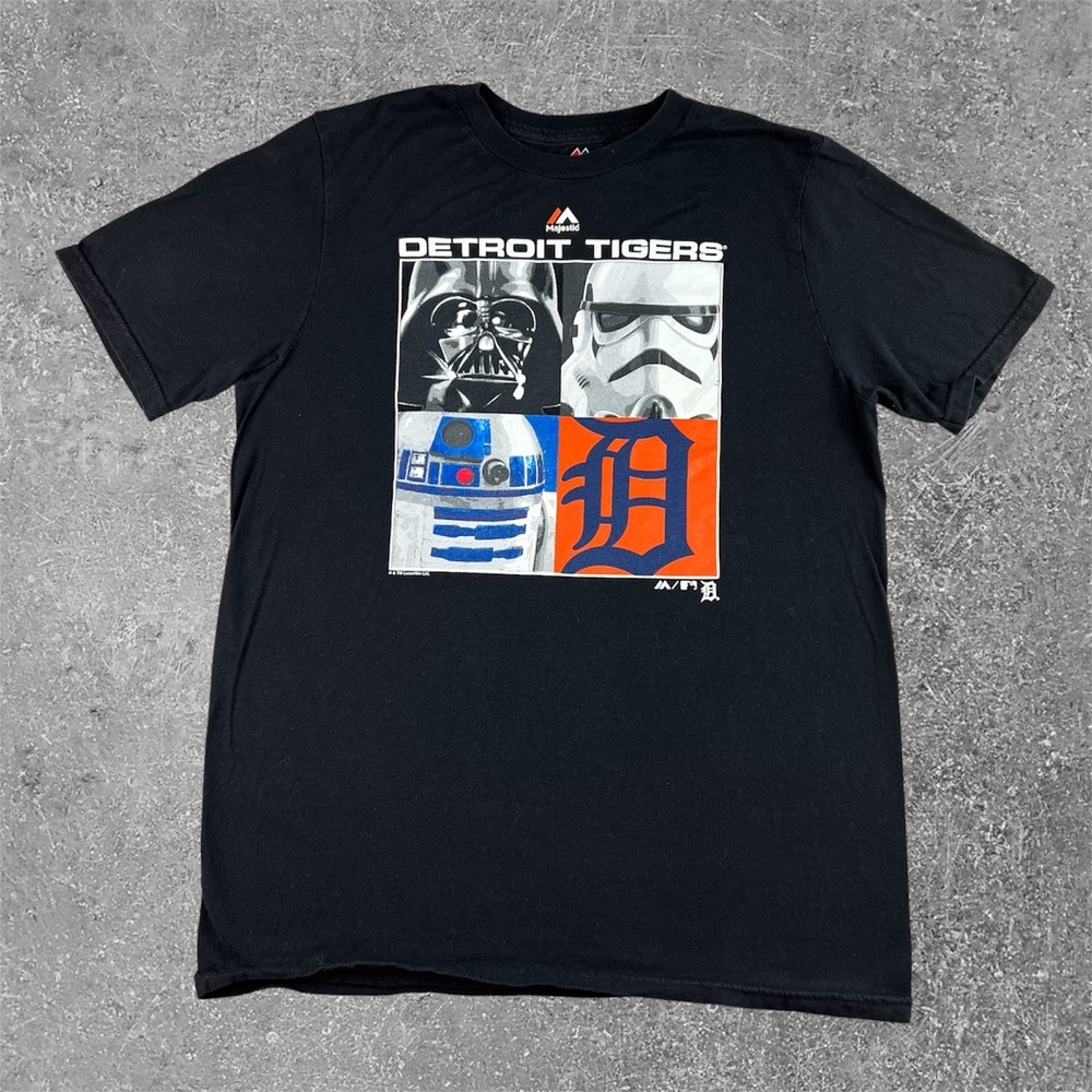 Majestic Detroit Tigers Star Wars Graphic T Shirt Black Mens Medium Darth Vader