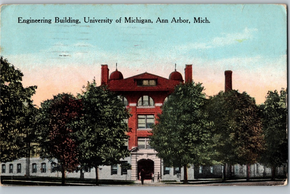 University Of Michigan Engineering Building Ann Arbor MI C1940 Postcard