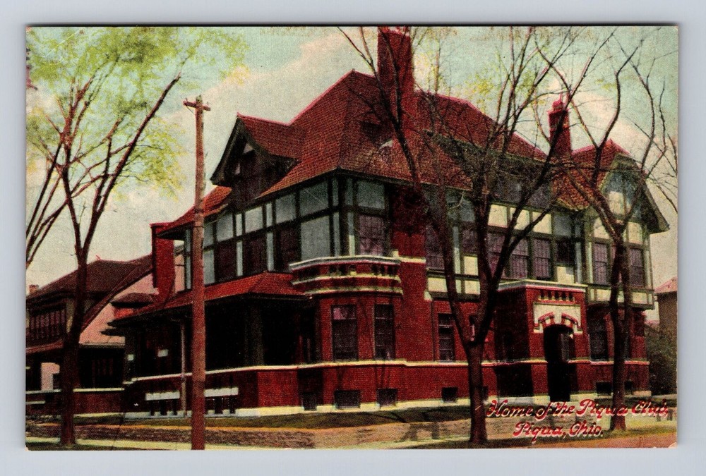 Piqua OH-Ohio, Home Of The Piqua Club, Antique, Vintage Souvenir Postcard