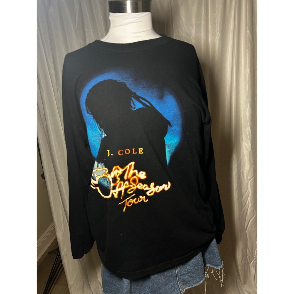 J. Cole The Off-Season Tour Long Sleeve Graphic Tee Black Mens L Gildan Cotton