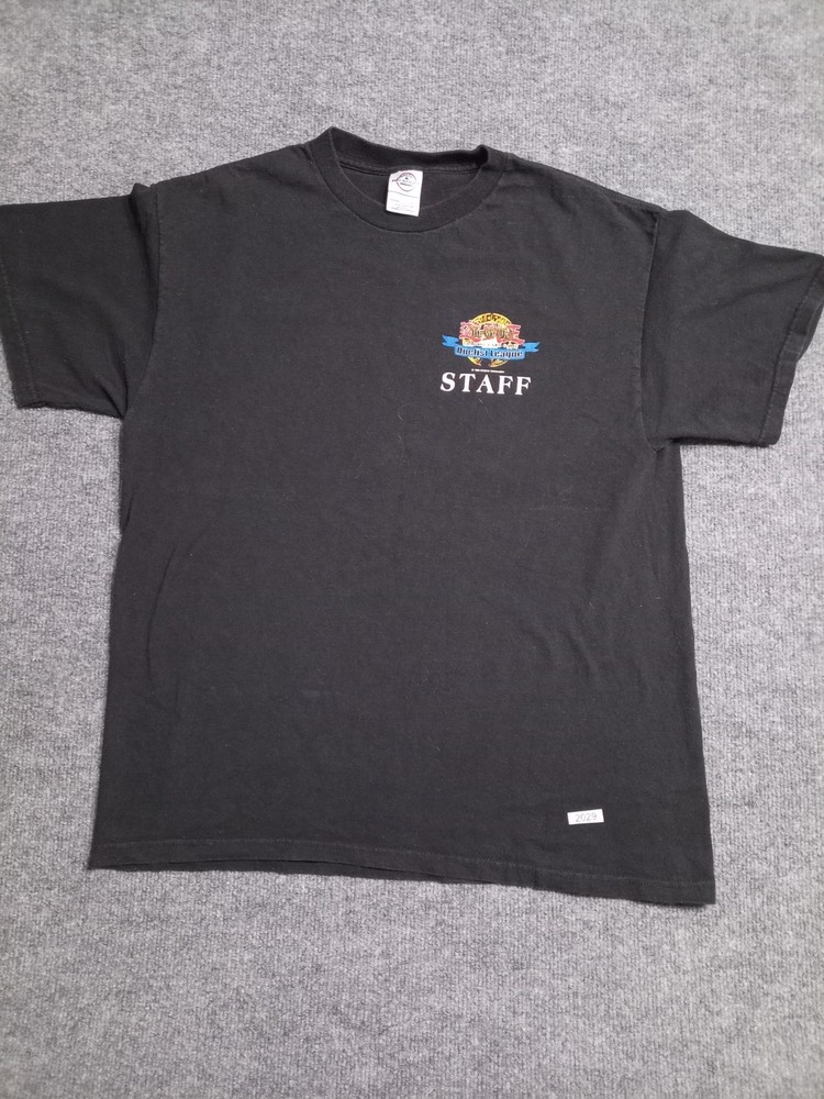Yu-Gi-Oh Duelist League Staff T Shirt Vintage Black Anime TCG Size Large 1996
