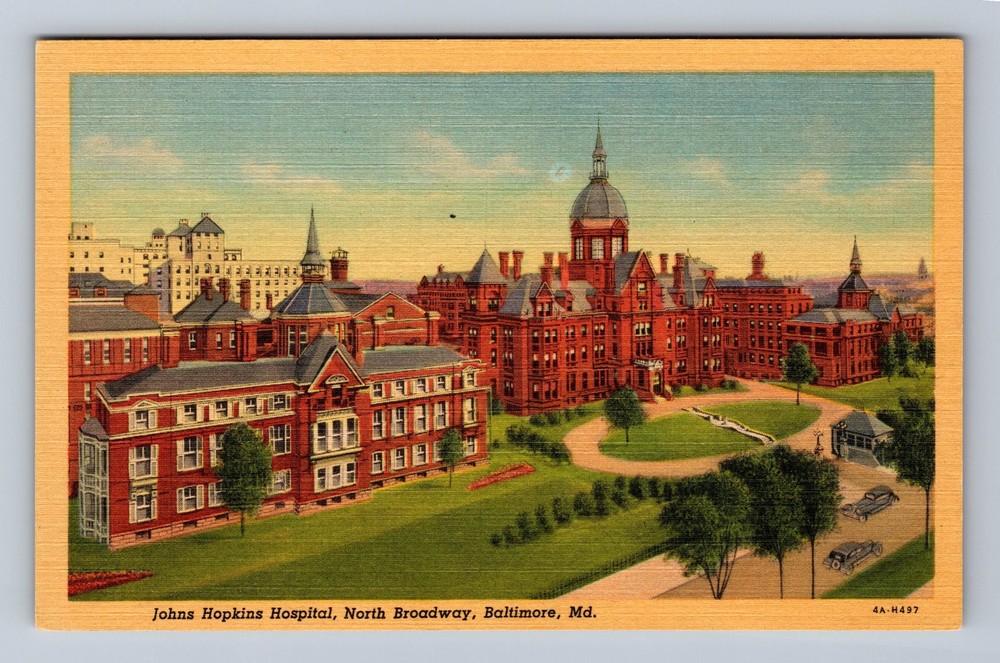 Baltimore MD-Maryland John Hopkins Hospital North Broadway Vintage Postcard