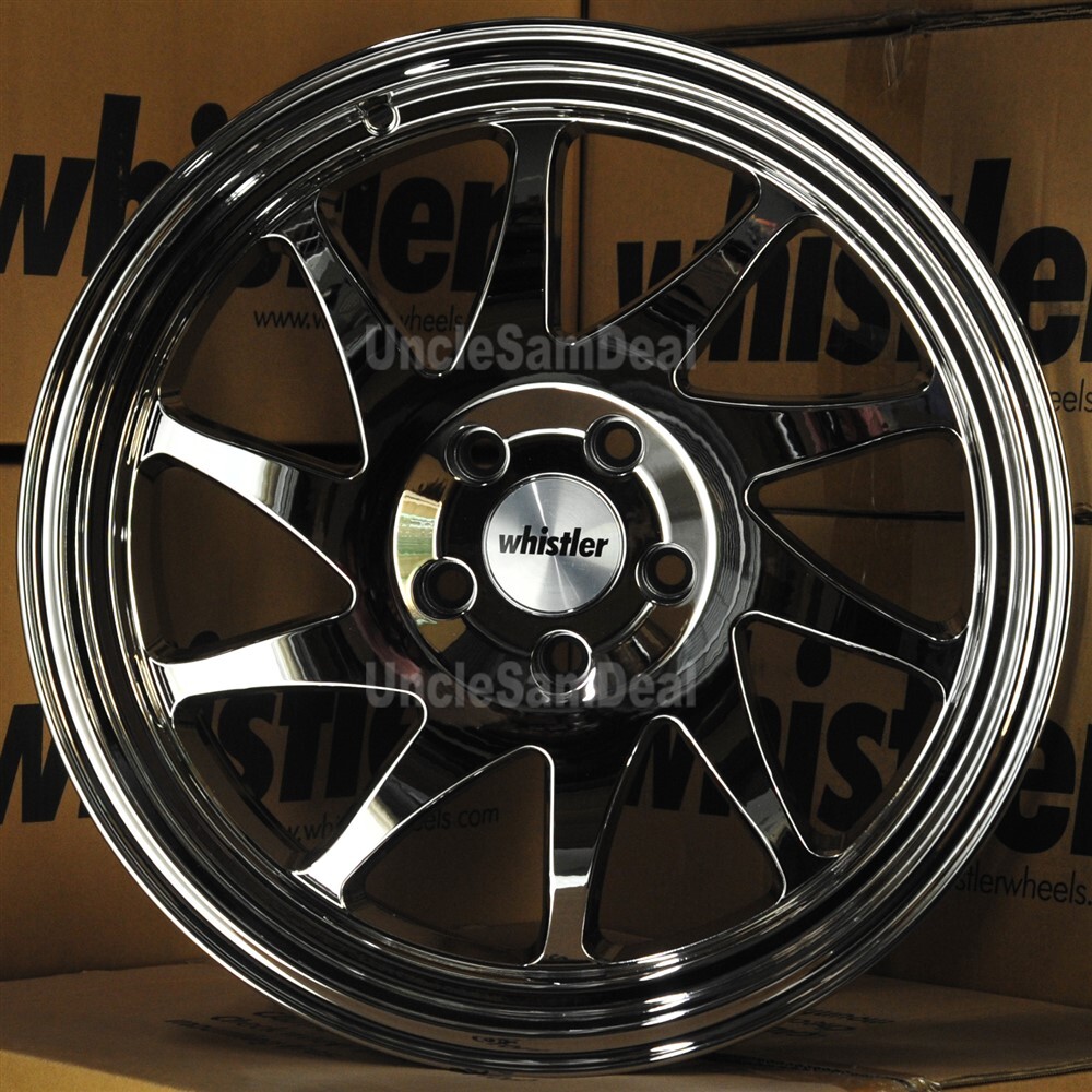 18x9.5 5x114.3 22 OFFSET WHISTLER KR7 FULL CHROME 10 SPOKE WITH LIP 4 WHEELS SET