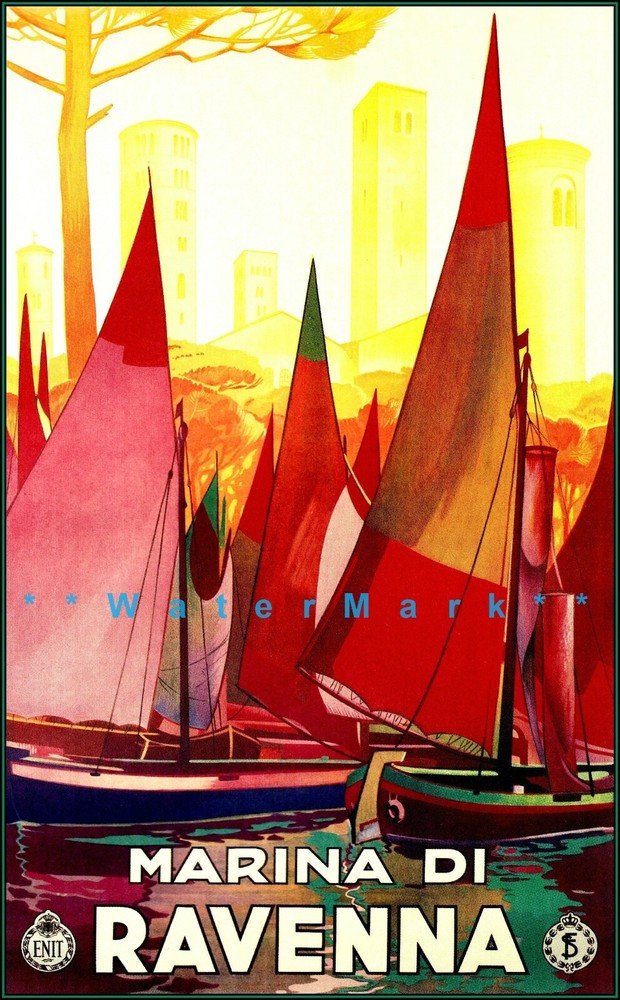 Marina di Ravenna Italy 1931 Adriatic Sea Vintage Poster Print Retro Style Art
