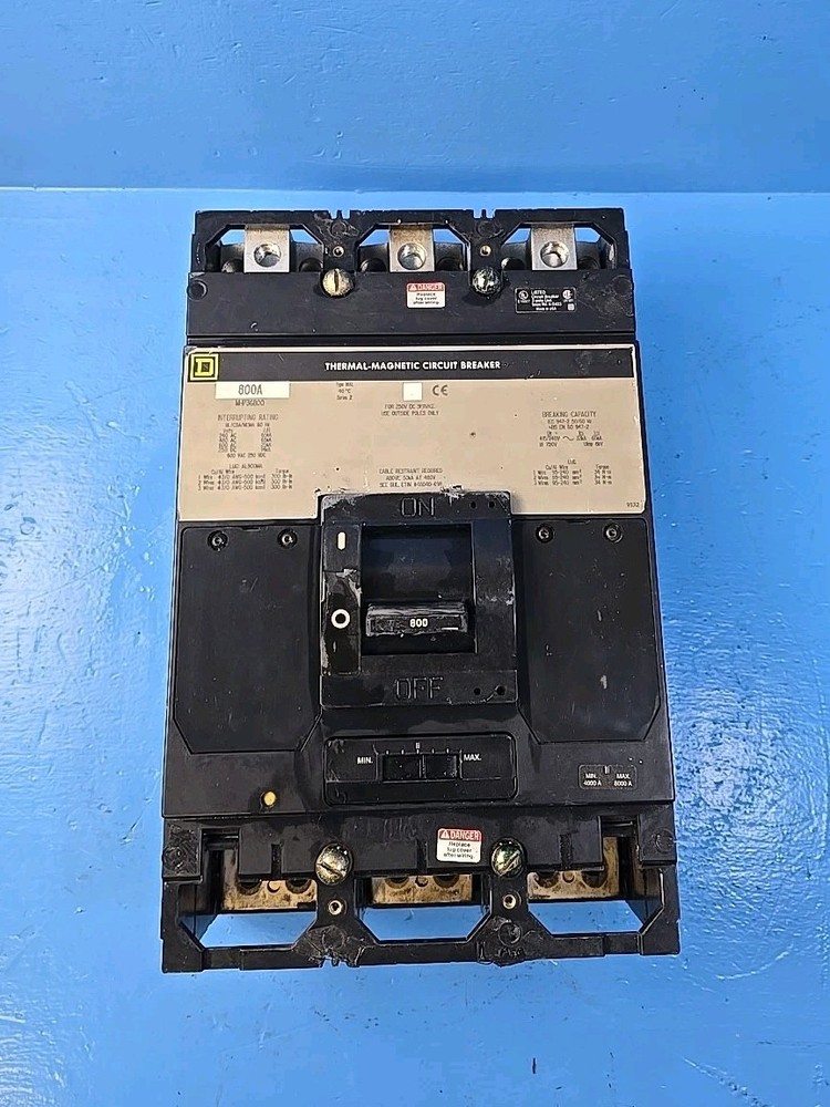 Square D Mhp36800 800A 600V 3Pole Thermal Magnetic Circuit Breaker
