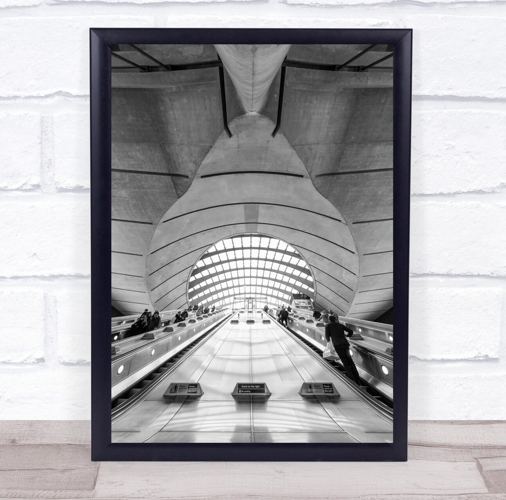 Passages white escalators building stripes Wall Art Print