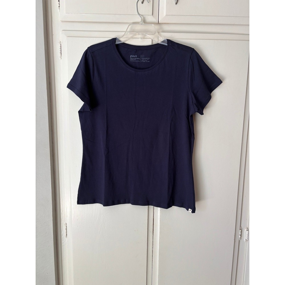 Pact Womens Organic Cotton Short Sleeve Crew Neck T-Shirt Navy Blue Large