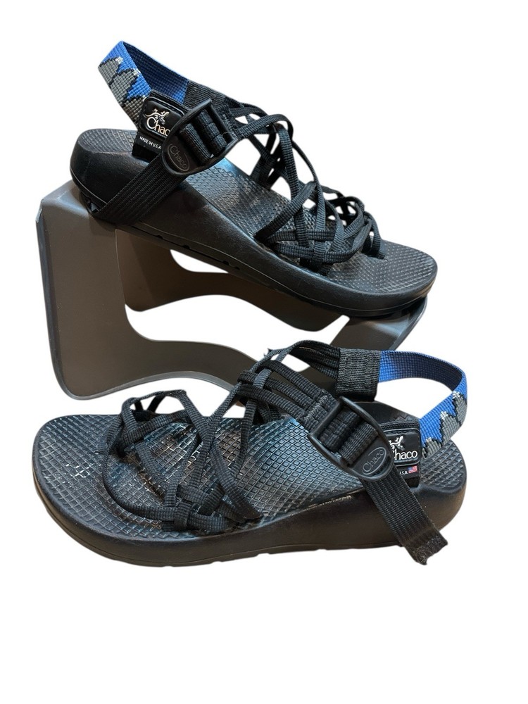 Chaco ZX3 Women's Athletic Sandals Size 7 Black Blue Mountain Strap