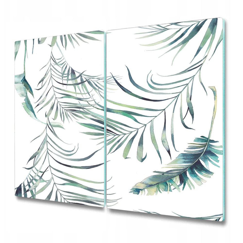 Serving Chopping Board Glass Cover Light leaves Leaf Watercolour 2x30x52