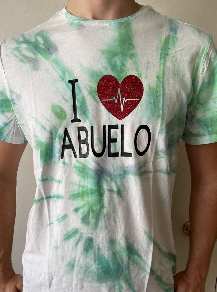 Goodfellow & Co I Heart Abuelo Graphic XL Green Tie Dye Short Sleeve Crewneck Tee-image