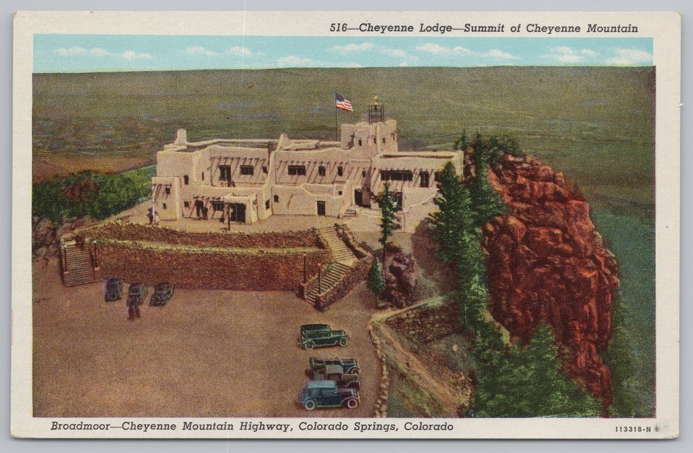 Colorado Springs CO~Cheyenne Lodge~Pueblo Style~Mtn Summit~Vintage Linen PC