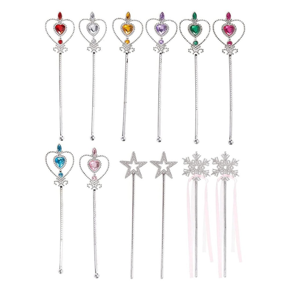 12 Pack Fairy Princess Wand for Girls, Party Favors, Dress Up Accessories