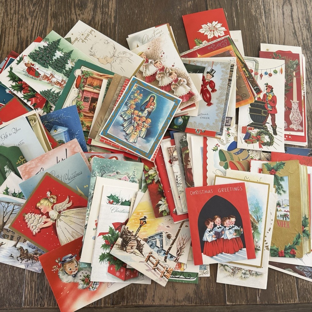 *Lot Of 20* 1950s Christmas Cards Used Mixed Lot Scrapbook Decor Classic Art
