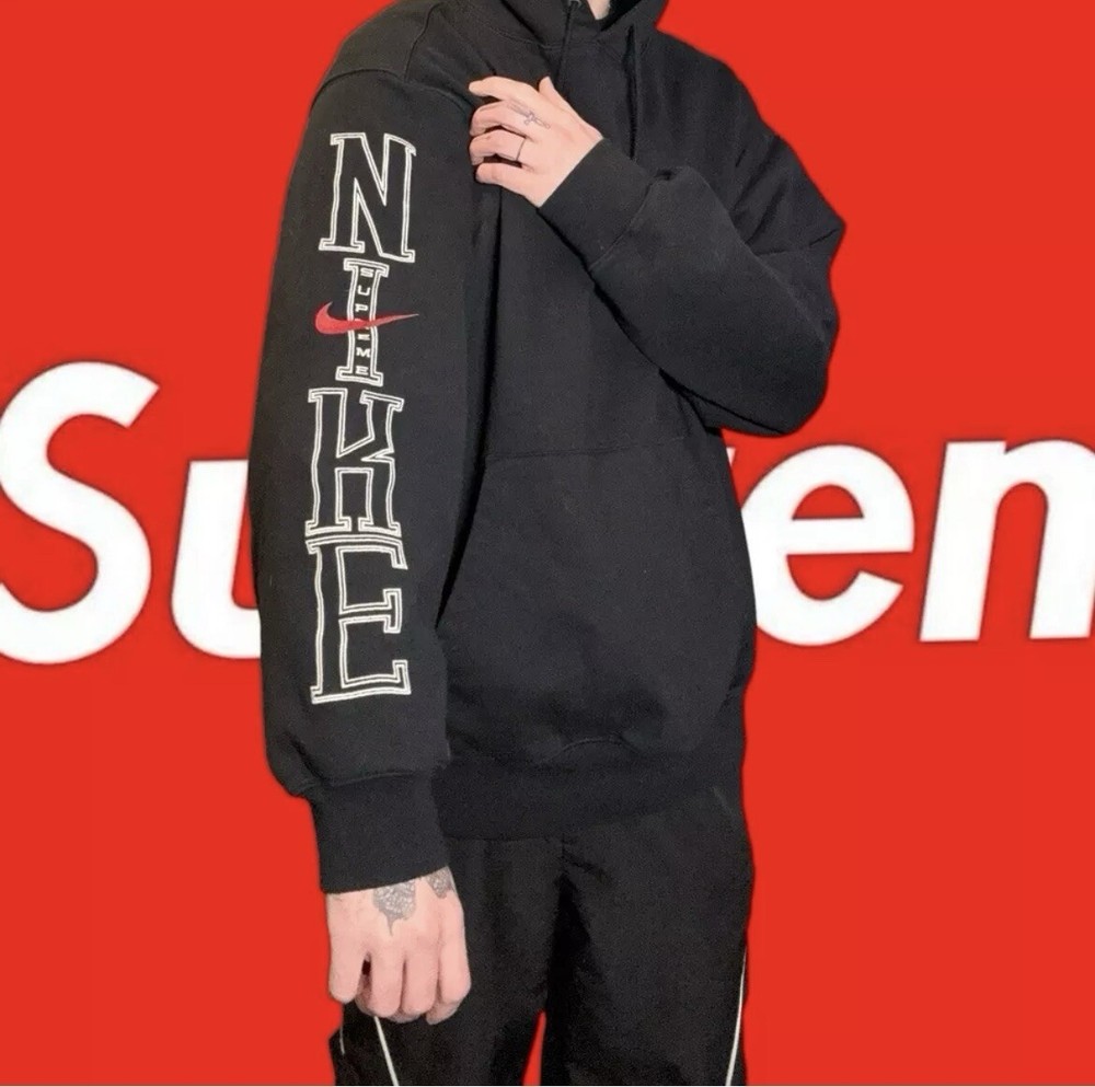 Supreme x Nike Hooded Sweatshirt Black Mens Size medium FQ0759-010