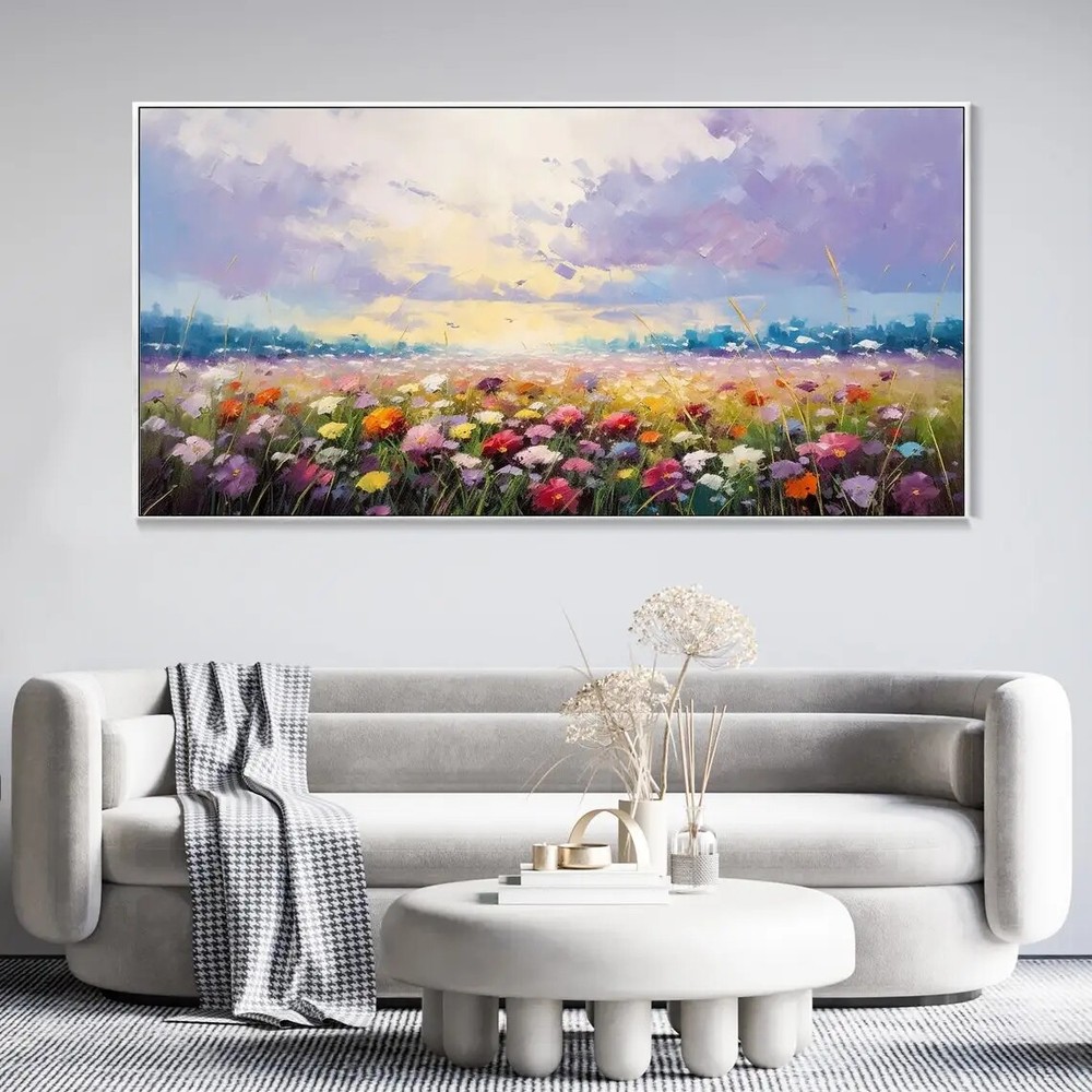 Abstract Colorful Flowers Canvas Handmade Oil Painting Landscape Home Decor