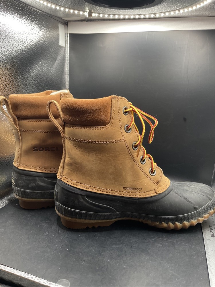 Men 9 - Sorel Cheyenne II Chipmunk Leather Waterproof Lace up Duck Boots