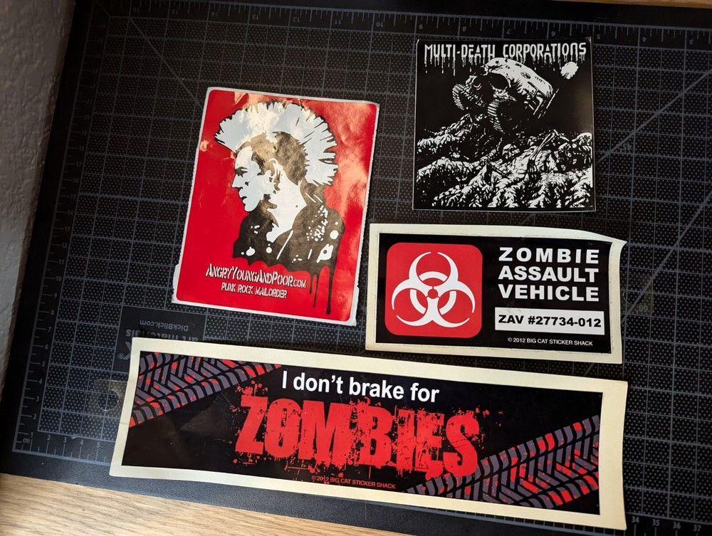 Punk & Zombie Sticker Lot Of 4 Red White And Black