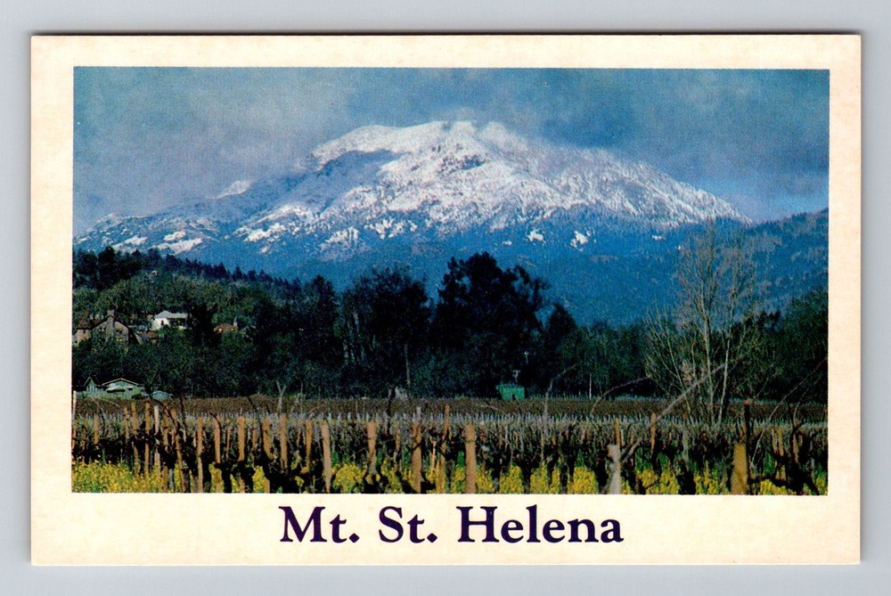 Calistoga, CA-California, Mt St Helena Napa County Winter Snow Vintage Postcard