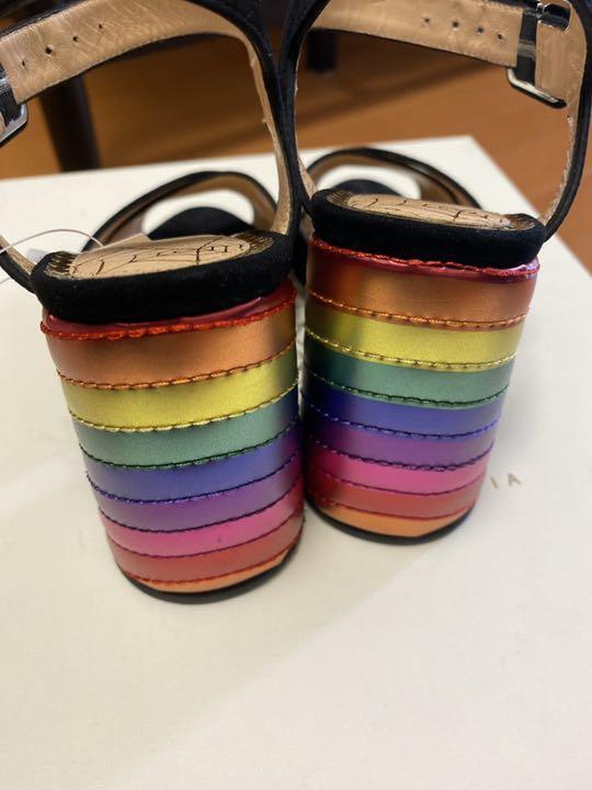 Charlotte Olympia Metallic High Heel Sandals rainbow Heel Unused Size 35