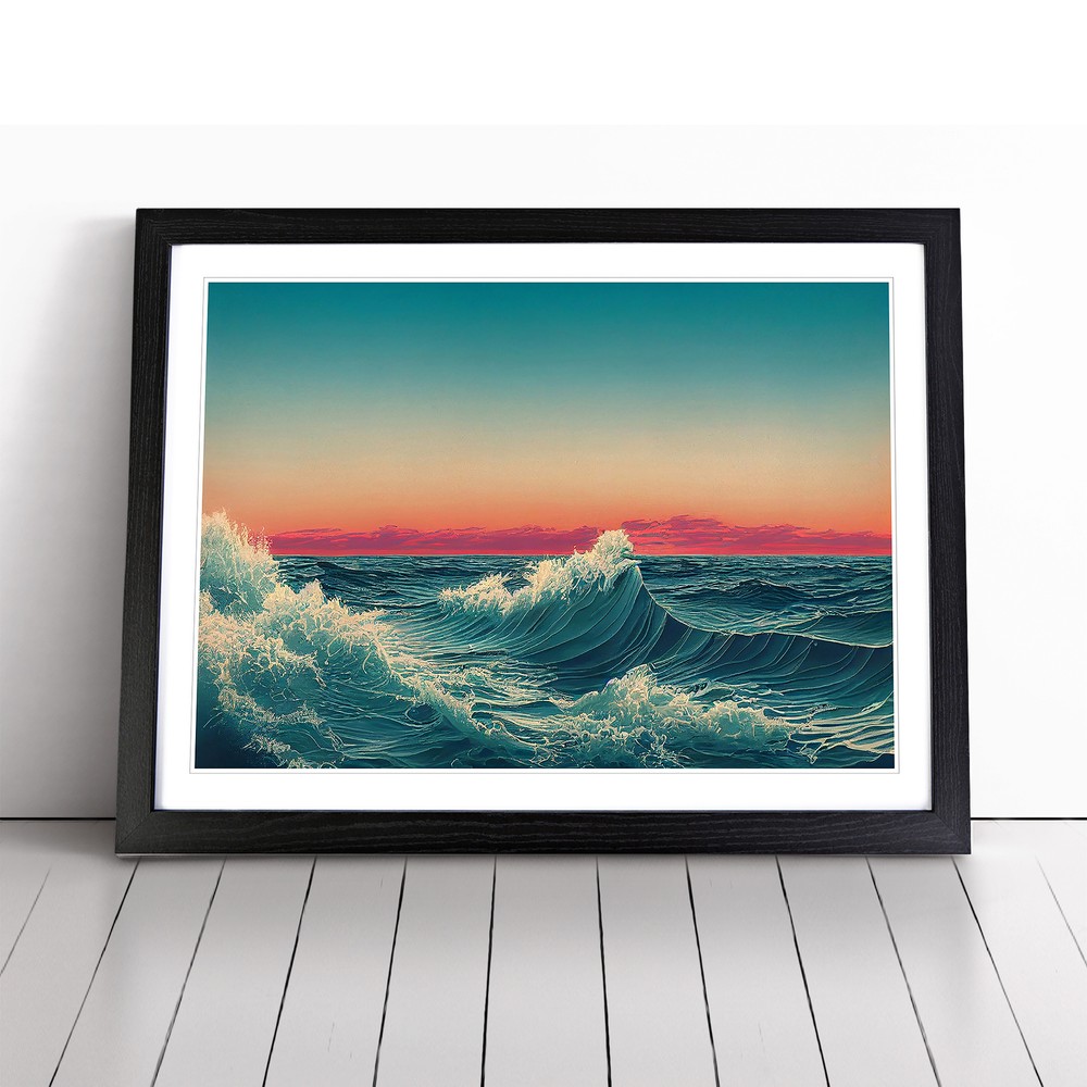 Ocean Wave Sunset Vol.2 Wall Art Print Framed Canvas Picture Poster Decor