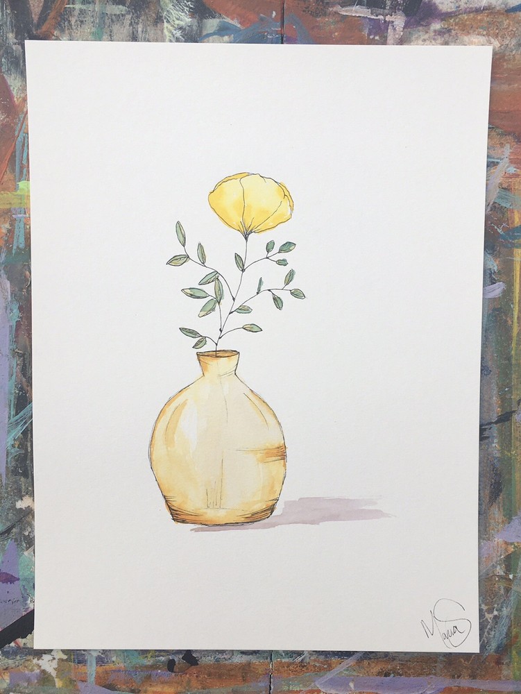 Maria Scalf Flower Floral Nature ORIGINAL PAINTING Contemporary 9x12 Minimal