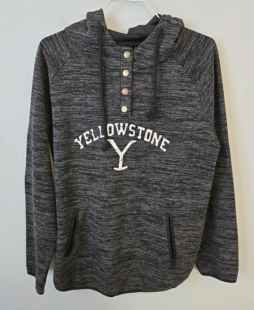 Yellowstone Women’s Hoodie Size Medium Gray Pullover Western TV Show Sweatshirt