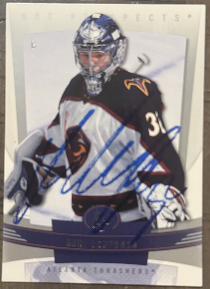 2006/07 Fleer Hot Prospects Kari Lehtonen Signed Nhl Atlanta Thrashers Card #6