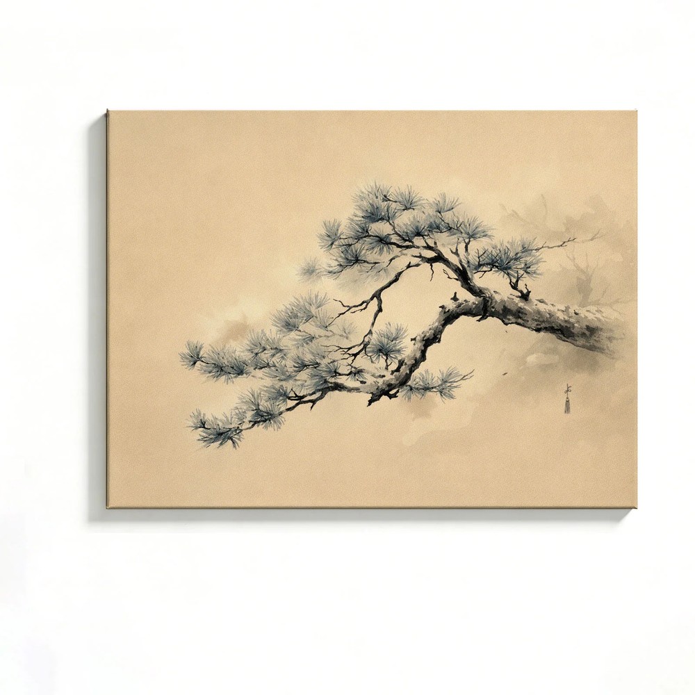 Pine Tree Canvas Painting 2D Flat Frameless Wall Art for Home Office Decor