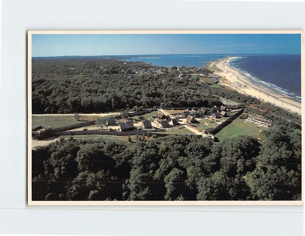 Postcard An aerial view of Plimoth Plantations Pilgrim Village Plymouth MA USA