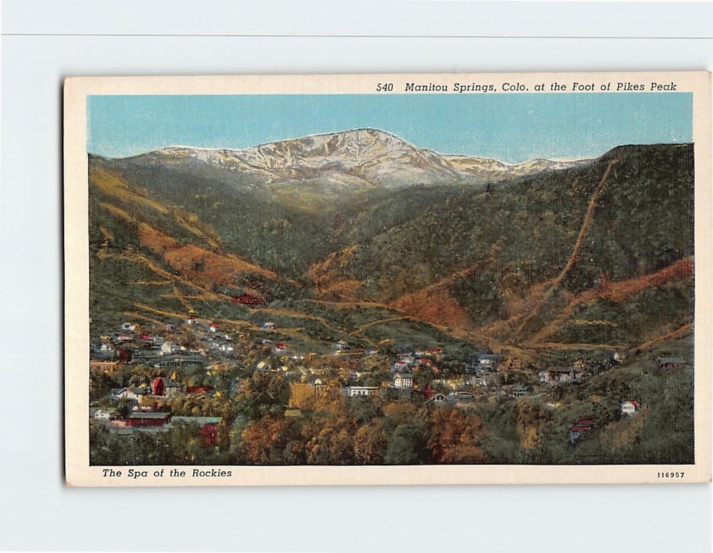 Postcard Manitou Springs Colorado at the Foot of Pikes Peak USA