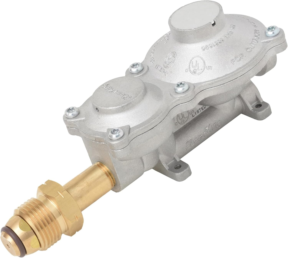 Flame King 2 Stage Propane LP Horizontal Super Compact Regulator with POL for RV