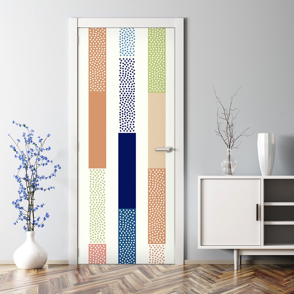 Colorful bubble-free door stickers with tiny dots for kids' rooms
