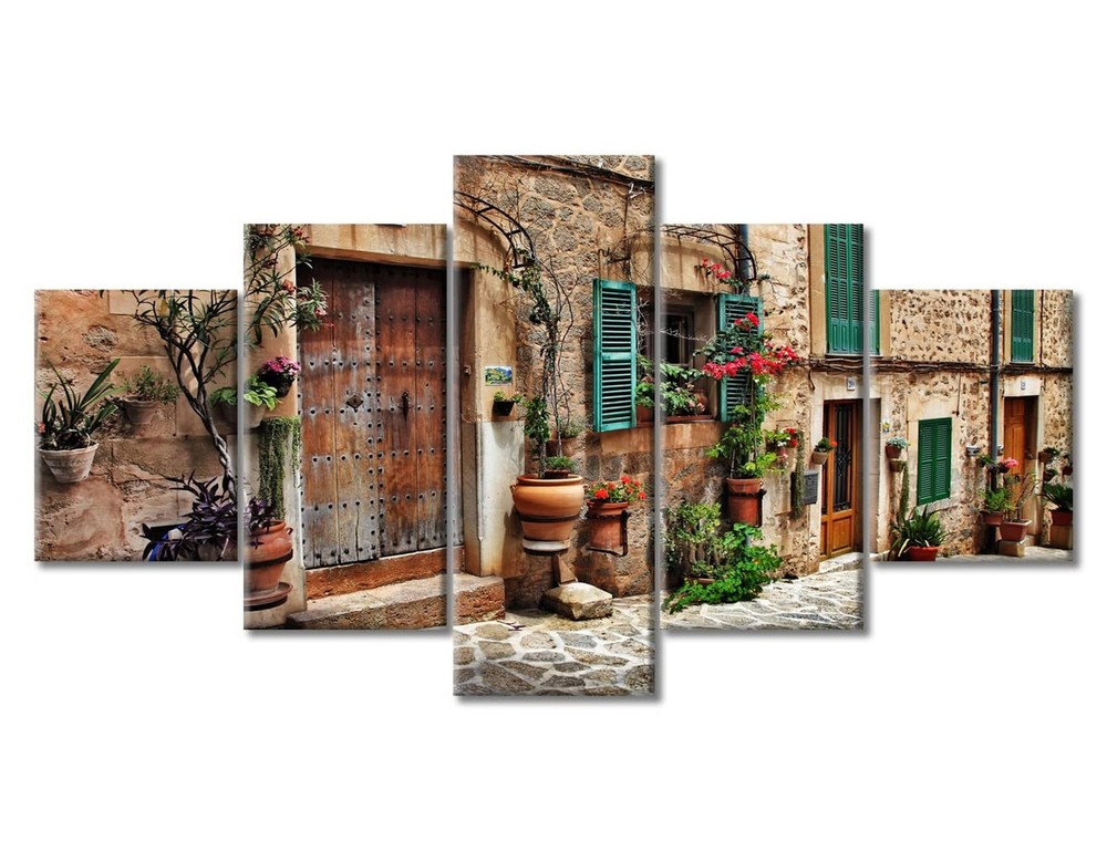 TUMOVO 5 Piece Wall Decorations for Living Room European Town Wall Art Street...