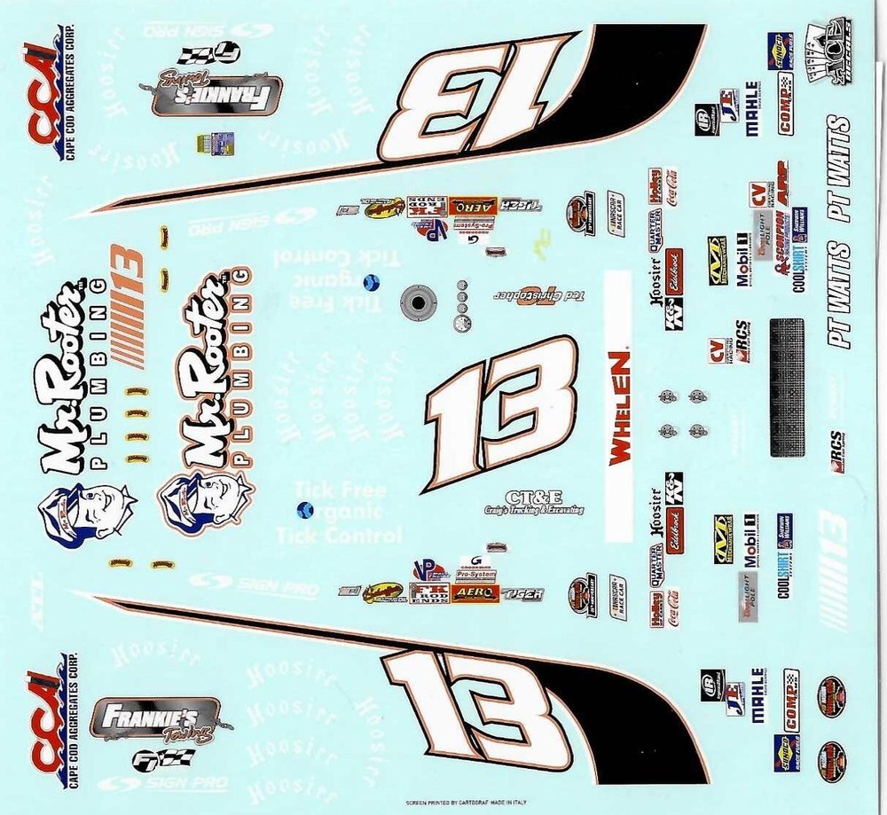Ted Christopher 1/25 Scale Modified Nascar Decal Set by Ace Decals #13-image