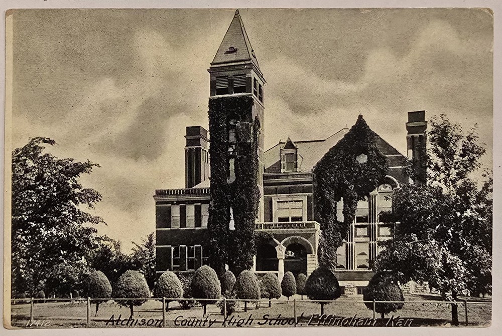 Atchison County High School Effingham Kansas  c1907 Postcard
