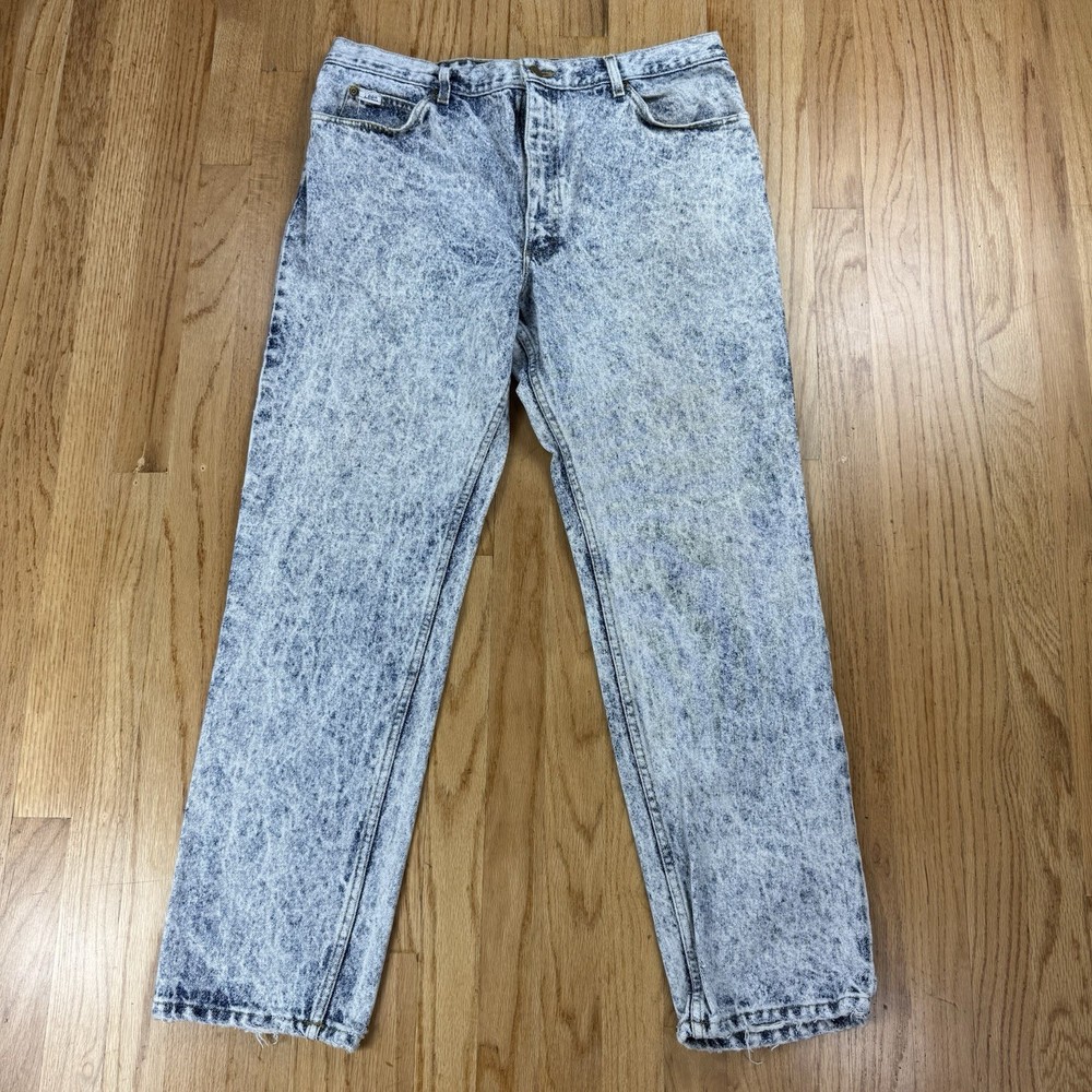 Vintage 90s Acid Wash Lee Jeans Straight Fit USA Made Blue Tag 38x32-image