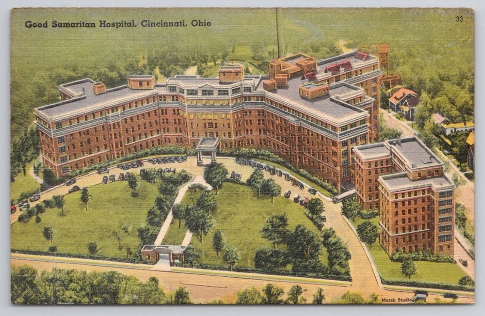 Good Samaritan Hospital Cincinnati OH Linen Postcard Tichnor Bros. 1940s