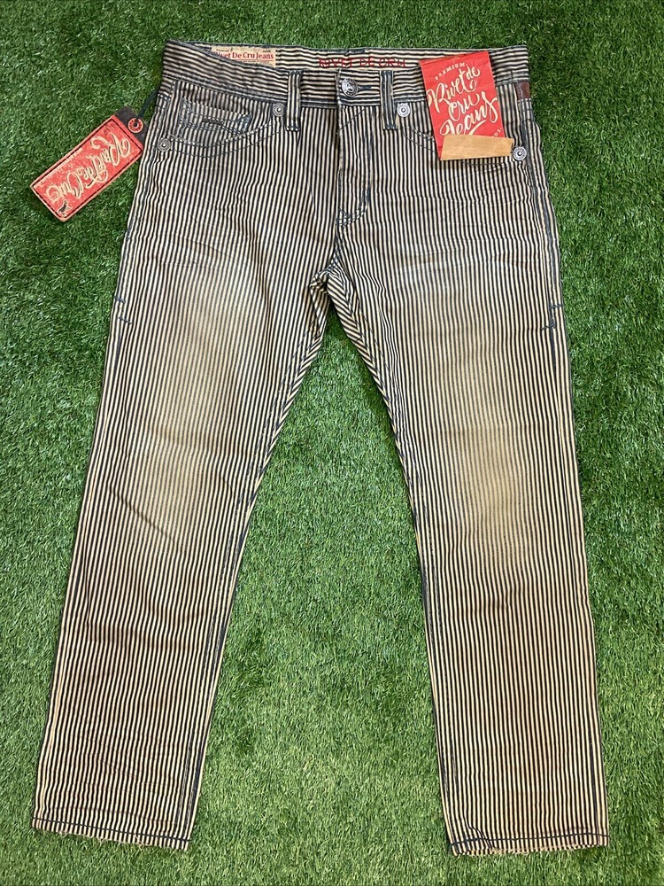 Rivet De Cru Jeans Striped Denim Mens 38×32