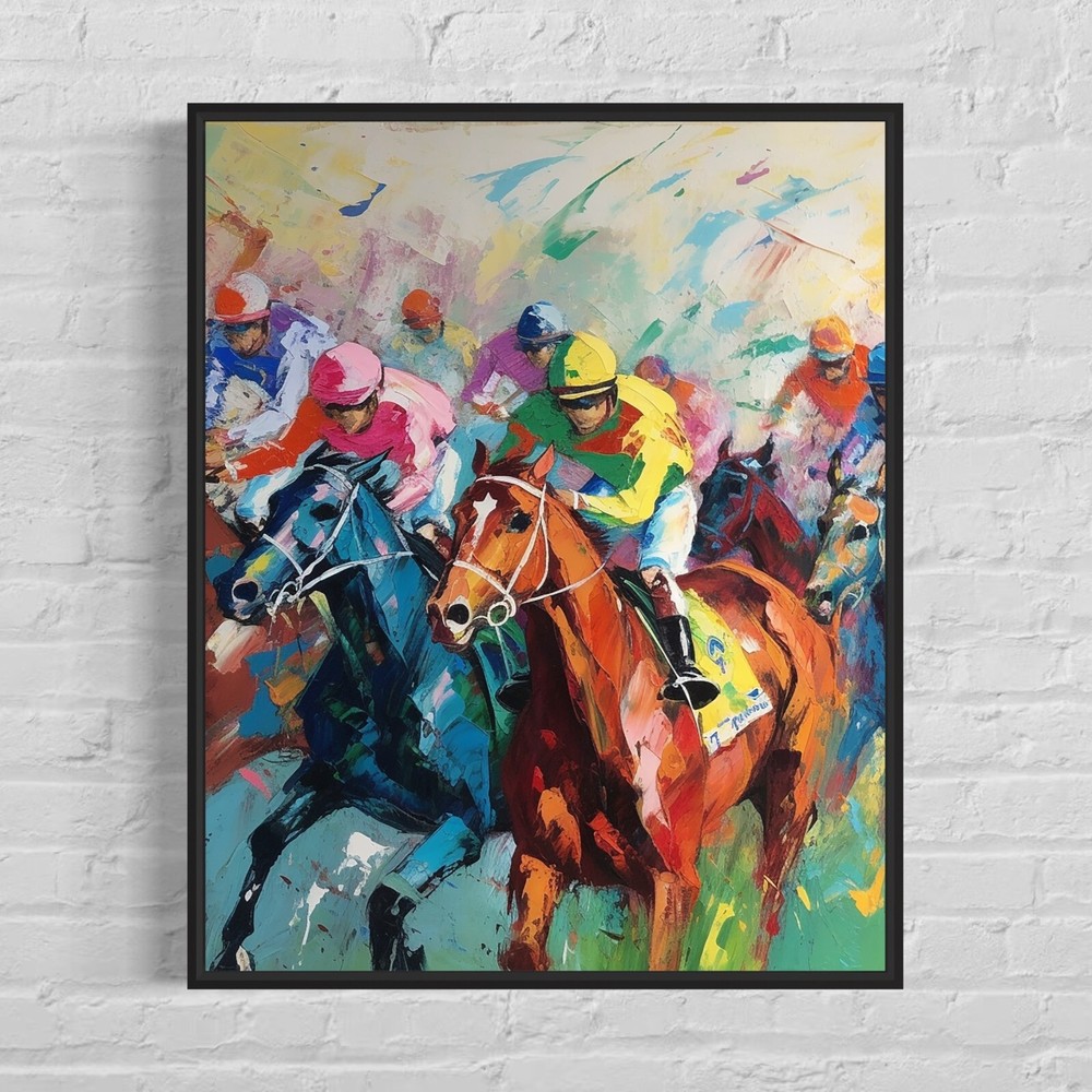 Horse Racing Colorful Abstract Photo Art Print Poster Wall Art Painting