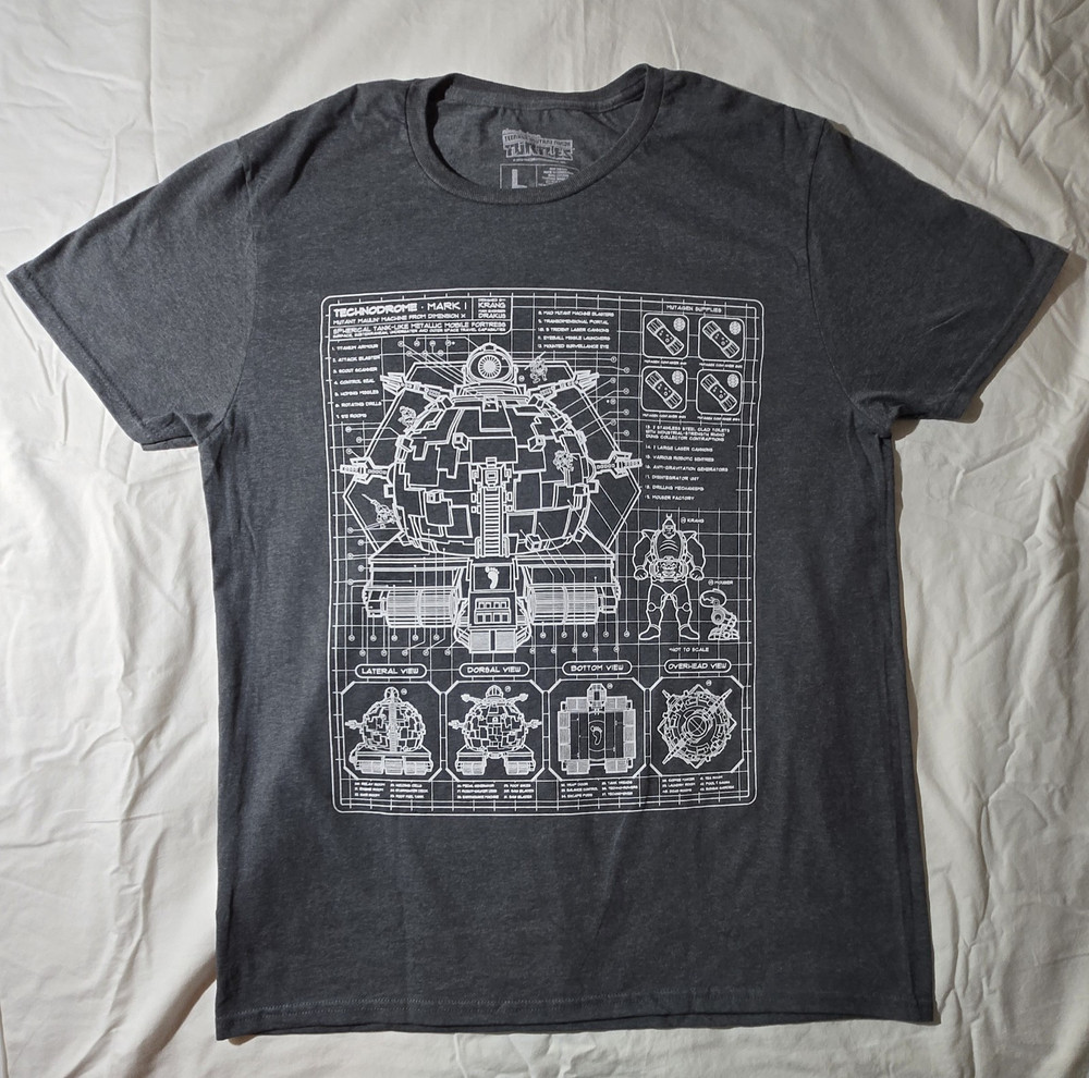 Loot Crate TMNT Technodrome Graphic Tee Loot Wear Exclusive Men's Gray Size L
