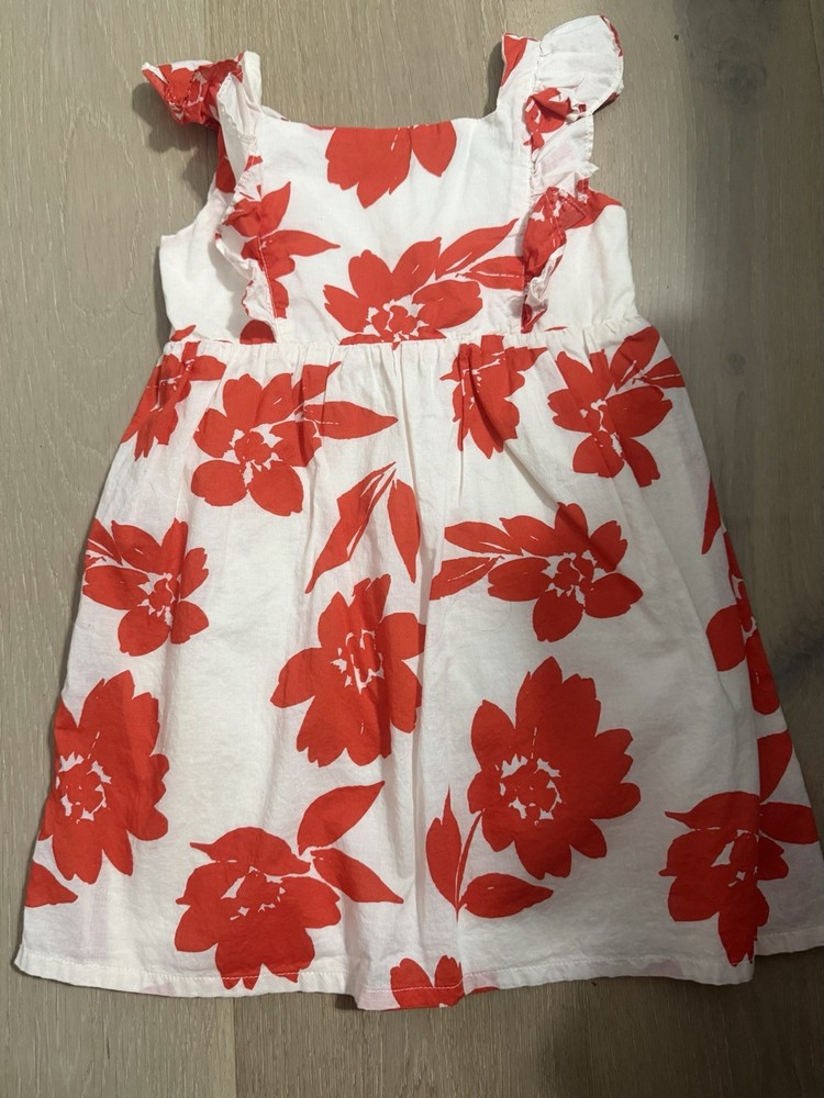 Carter’s Orange And White Toddler Girl 4t Dress Pre-owned Excellent Condition