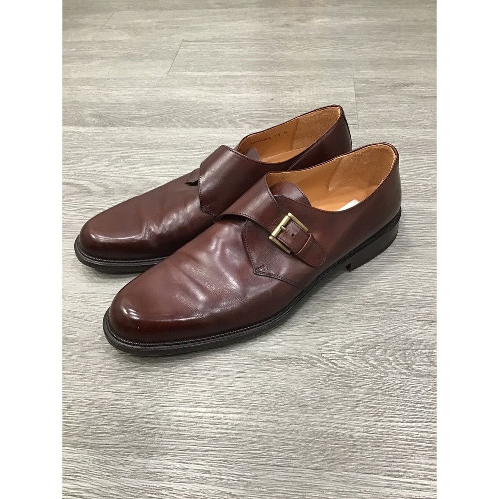 Mezlan Tortosa Mens Red Brown Leather Single Monk Strap Dress Shoes Size 13 M