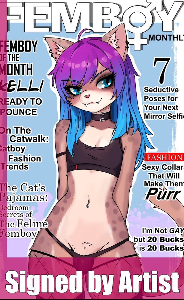 kelli catboy Femboy magazine facsimile furry 11x17 art print artist signed